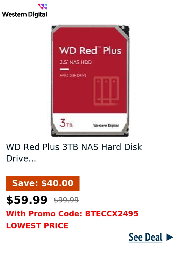 WD Red Plus 3TB NAS Hard Disk Drive...