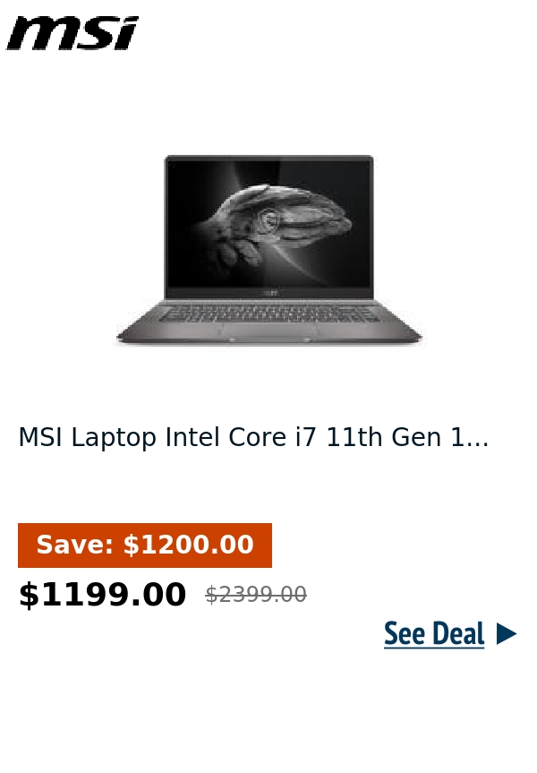 MSI Laptop Intel Core i7 11th Gen 1...