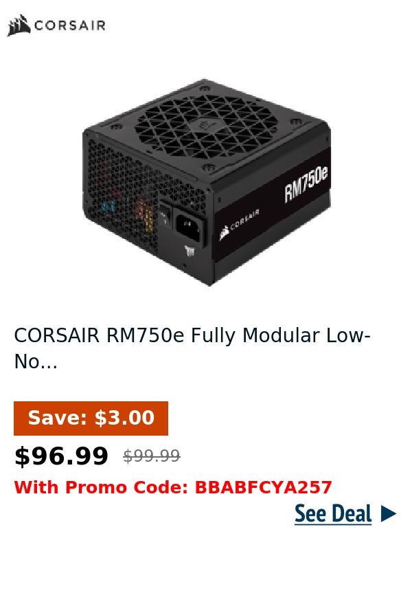 CORSAIR RM750e Fully Modular Low-No...