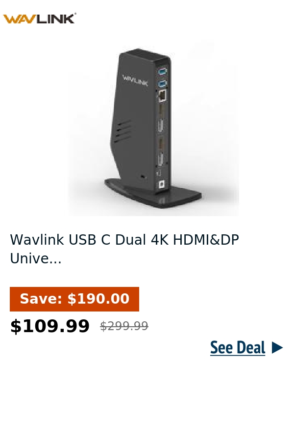 Wavlink USB C Dual 4K HDMI&DP Unive...