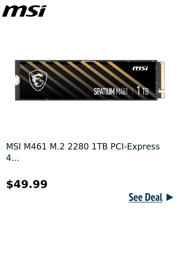 MSI M461 M.2 2280 1TB PCI-Express 4...