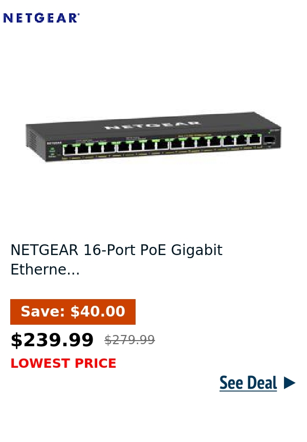 NETGEAR 16-Port PoE Gigabit Etherne...