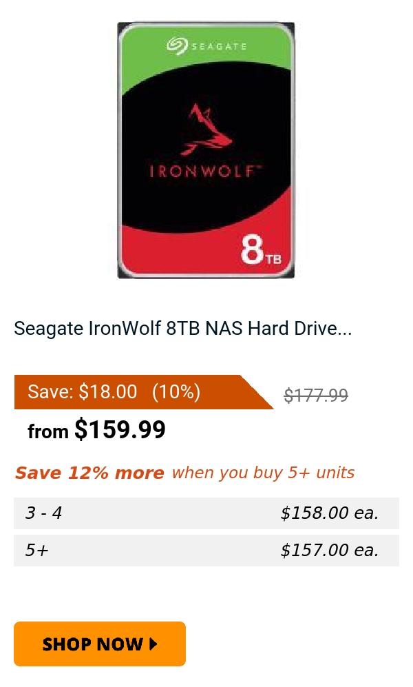 Seagate IronWolf 8TB NAS Hard Drive...