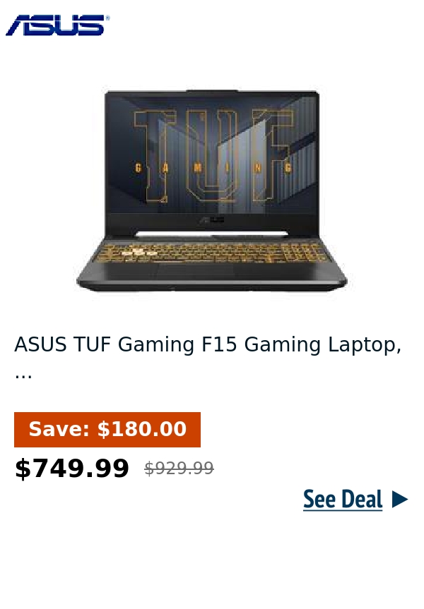 ASUS TUF Gaming F15 Gaming Laptop, ...