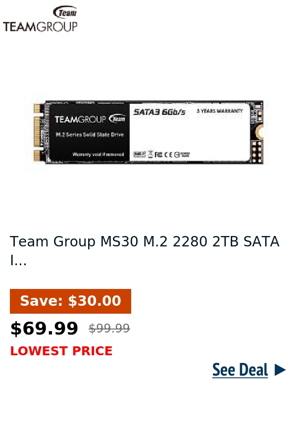 Team Group MS30 M.2 2280 2TB SATA I...