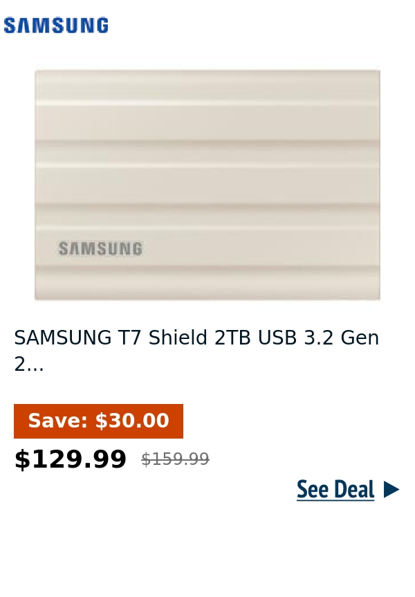 SAMSUNG T7 Shield 2TB USB 3.2 Gen 2...