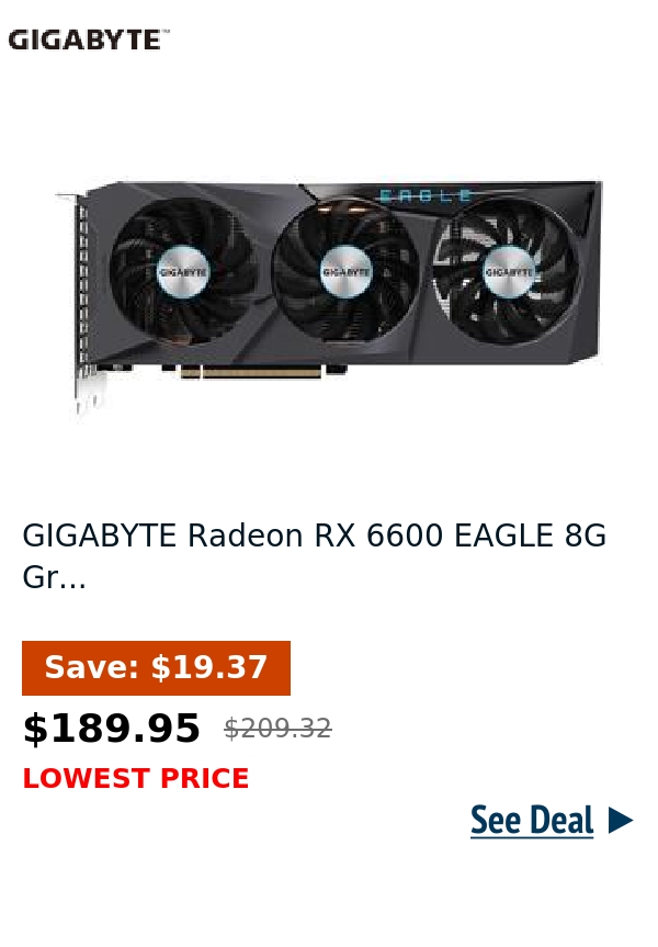 GIGABYTE Radeon RX 6600 EAGLE 8G Gr...