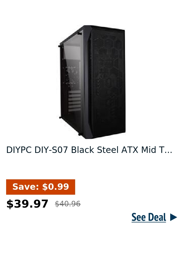 DIYPC DIY-S07 Black Steel ATX Mid T...