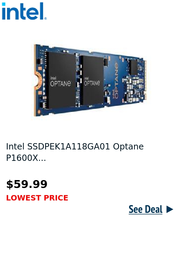 Intel SSDPEK1A118GA01 Optane P1600X...