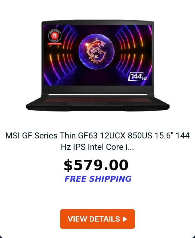 MSI GF Series Thin GF63 12UCX-850US 15.6