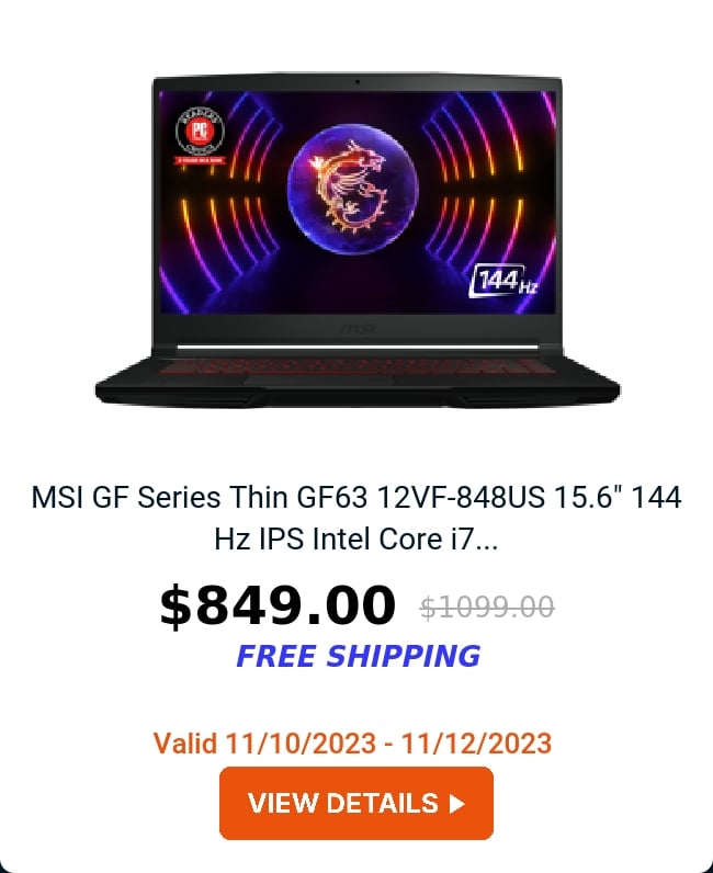 MSI GF Series Thin GF63 12VF-848US 15.6