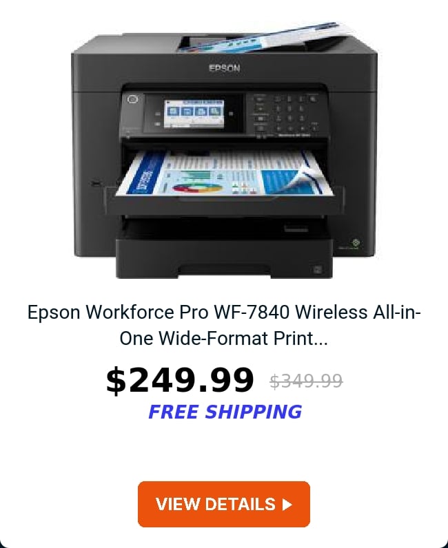 Epson Workforce Pro WF-7840 Wireless All-in-One Wide-Format Print...