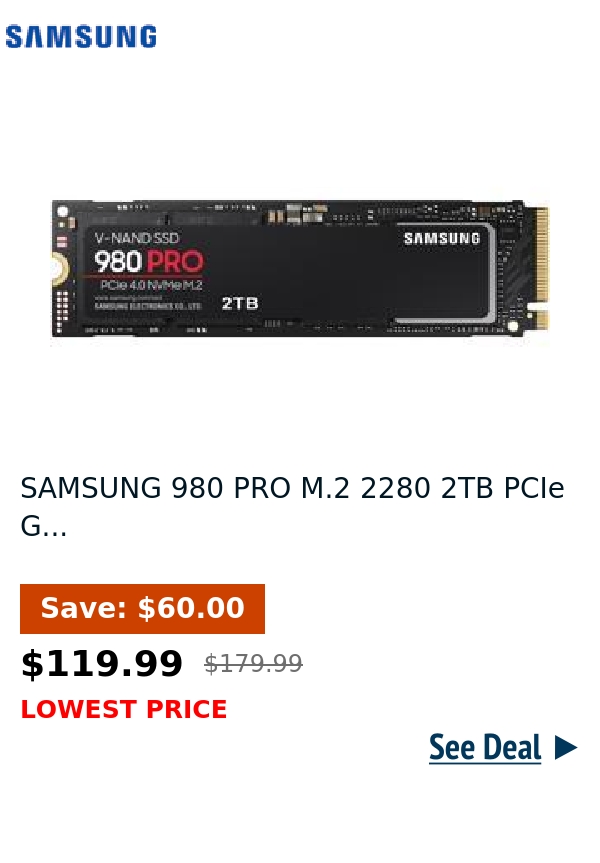 SAMSUNG 980 PRO M.2 2280 2TB PCIe G...