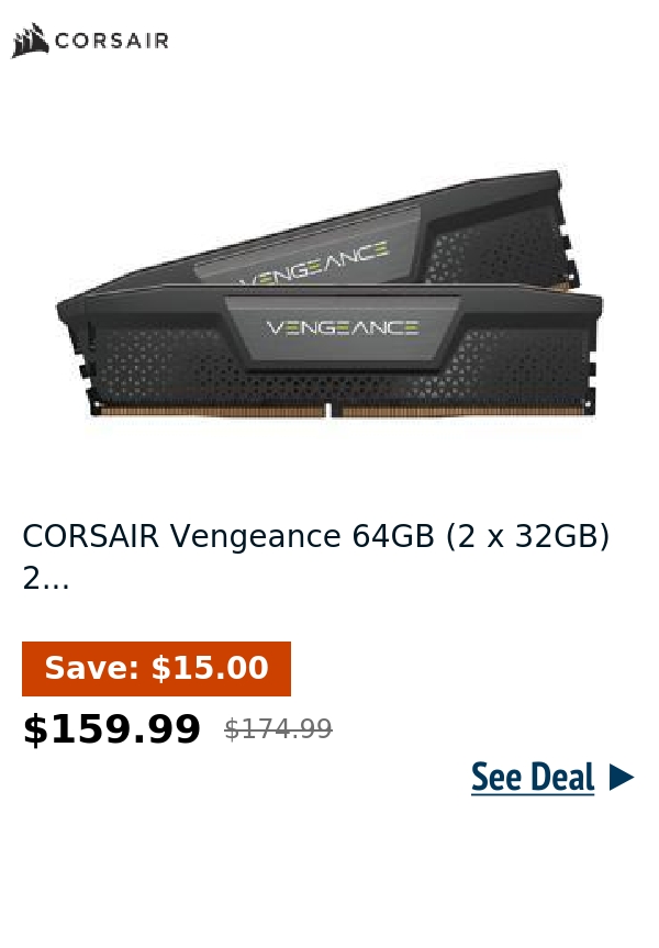 CORSAIR Vengeance 64GB (2 x 32GB) 2...