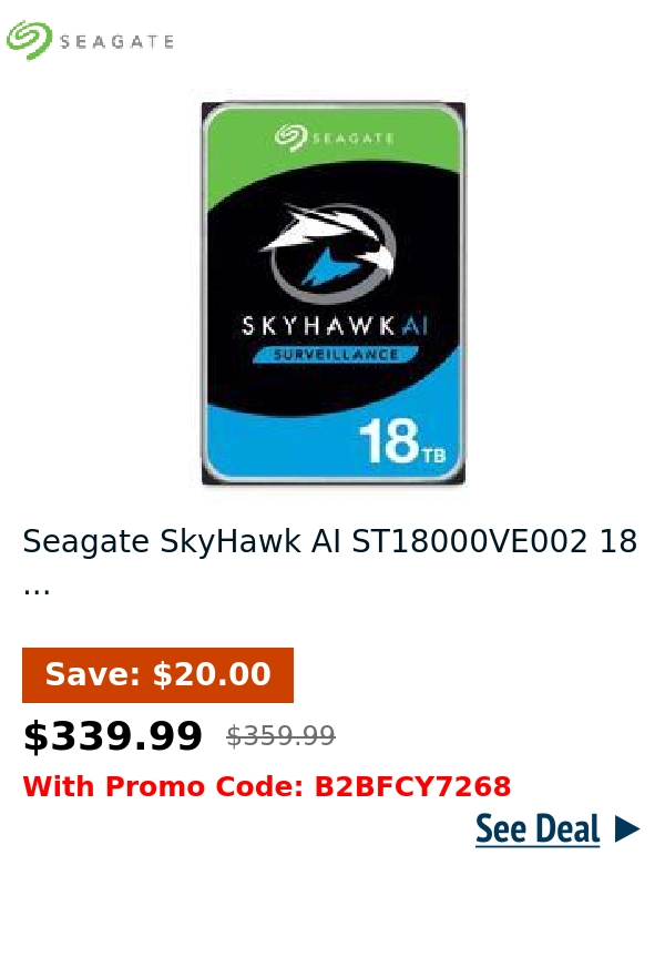 Seagate SkyHawk AI ST18000VE002 18 ...