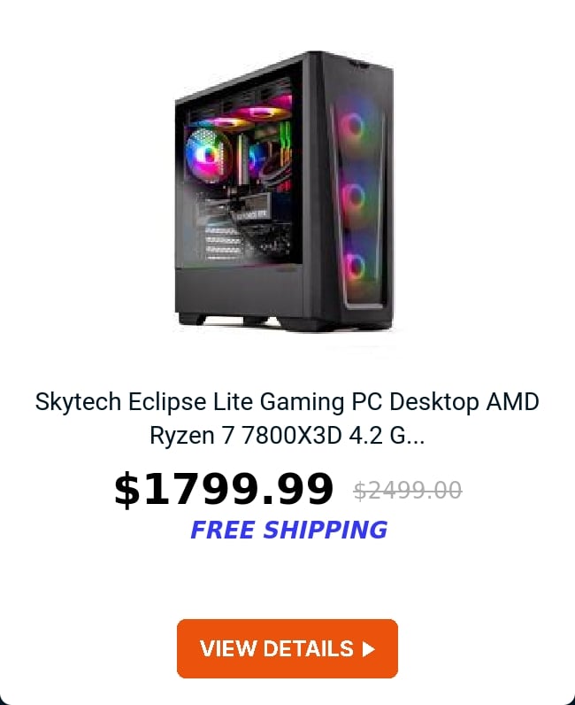 Skytech Eclipse Lite Gaming PC Desktop AMD Ryzen 7 7800X3D 4.2 G...