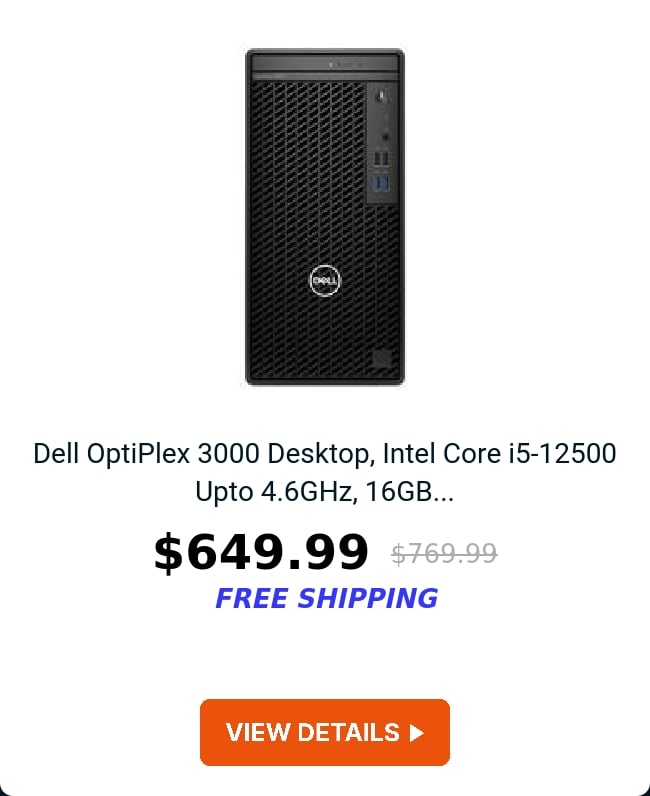 Dell OptiPlex 3000 Desktop, Intel Core i5-12500 Upto 4.6GHz, 16GB...