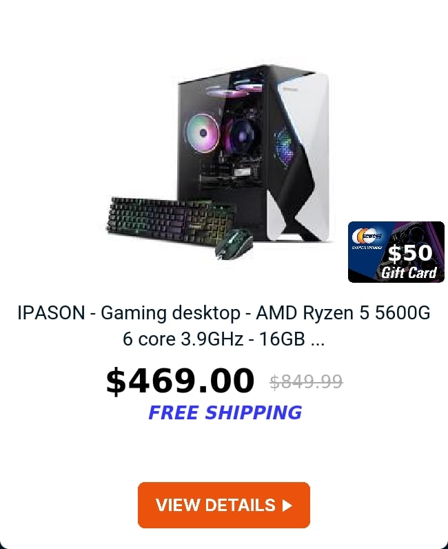 IPASON - Gaming desktop - AMD Ryzen 5 5600G 6 core 3.9GHz - 16GB ...