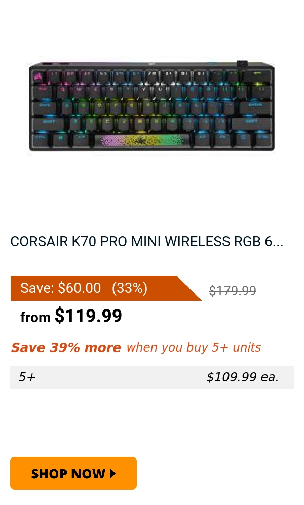 CORSAIR K70 PRO MINI WIRELESS RGB 6...