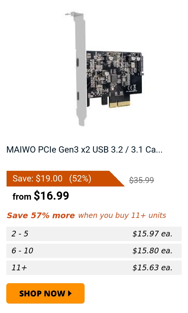 MAIWO PCIe Gen3 x2 USB 3.2 / 3.1 Ca...