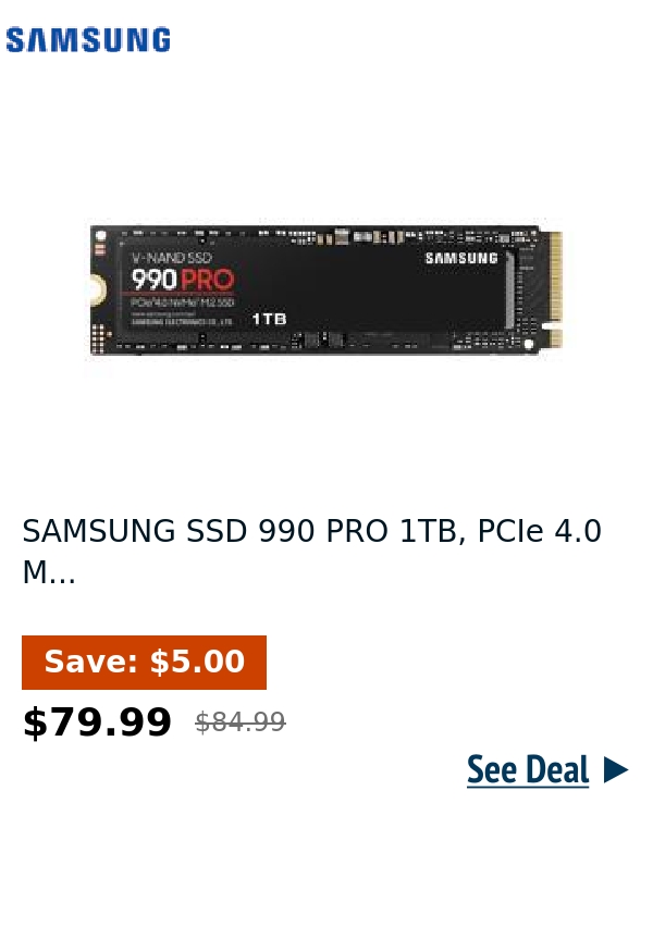 SAMSUNG SSD 990 PRO 1TB, PCIe 4.0 M...