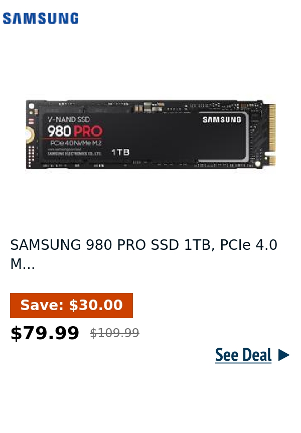 SAMSUNG 980 PRO SSD 1TB, PCIe 4.0 M...