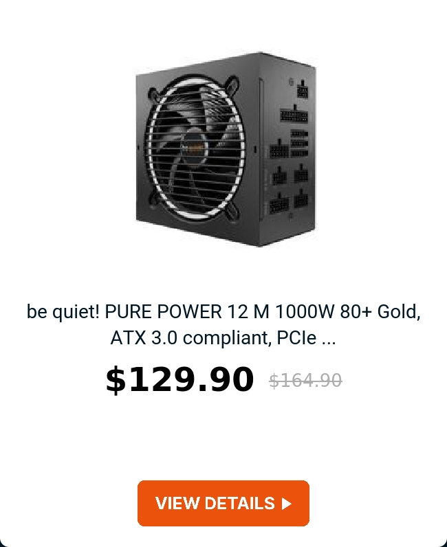 be quiet! PURE POWER 12 M 1000W 80+ Gold, ATX 3.0 compliant, PCIe ...