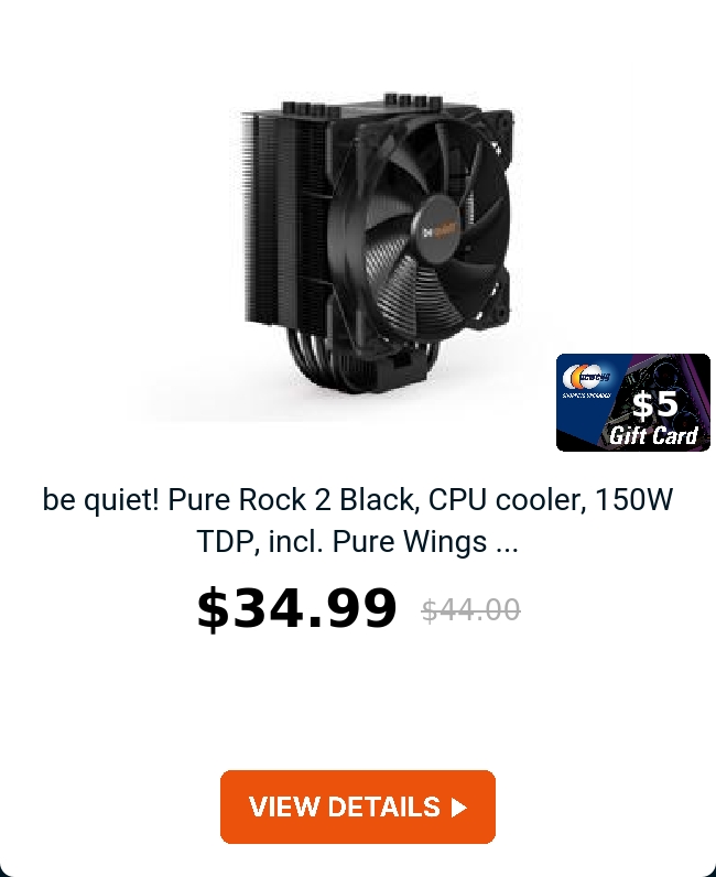 be quiet! Pure Rock 2 Black, CPU cooler, 150W TDP, incl. Pure Wings ...