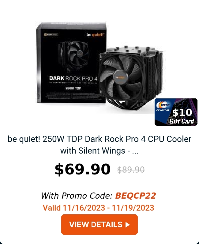 be quiet! 250W TDP Dark Rock Pro 4 CPU Cooler with Silent Wings - ...