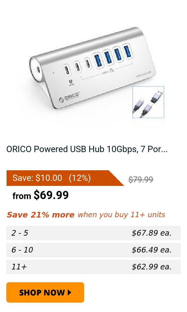 ORICO Powered USB Hub 10Gbps, 7 Por...