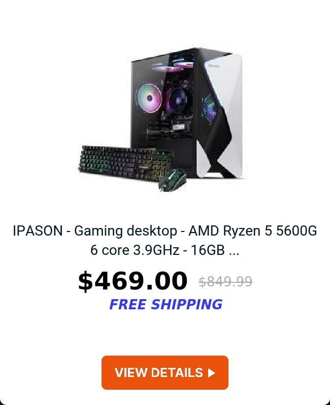 IPASON - Gaming desktop - AMD Ryzen 5 5600G 6 core 3.9GHz - 16GB ...