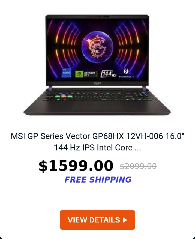 MSI GP Series Vector GP68HX 12VH-006 16.0