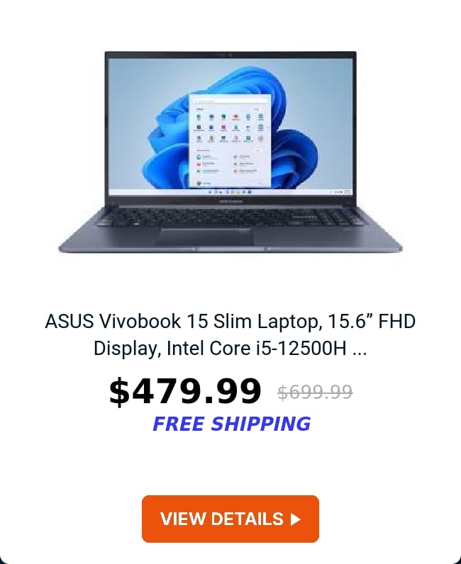 ASUS Vivobook 15 Slim Laptop, 15.6” FHD Display, Intel Core i5-12500H ...