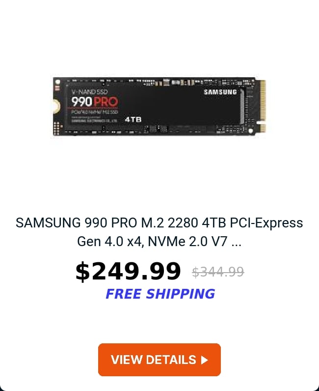 SAMSUNG 990 PRO M.2 2280 4TB PCI-Express Gen 4.0 x4, NVMe 2.0 V7 ...