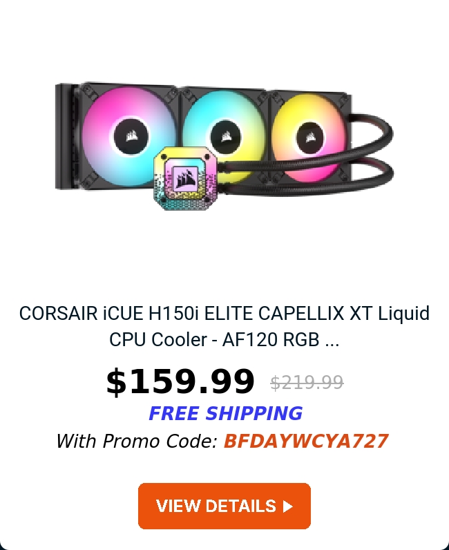 CORSAIR iCUE H150i ELITE CAPELLIX XT Liquid CPU Cooler - AF120 RGB ...