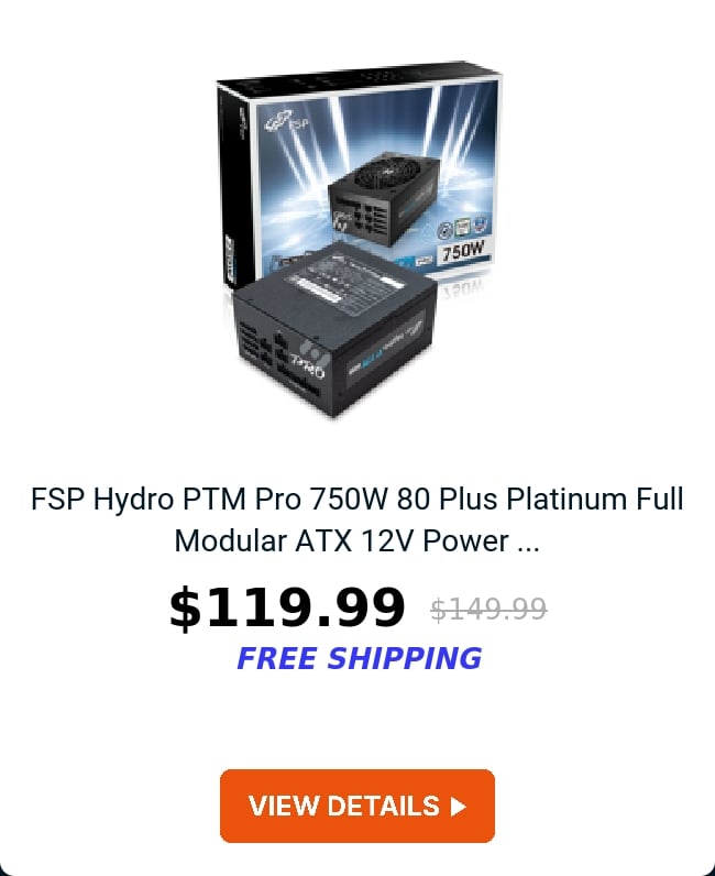 FSP Hydro PTM Pro 750W 80 Plus Platinum Full Modular ATX 12V Power ...