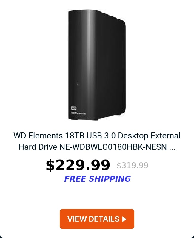 WD Elements 18TB USB 3.0 Desktop External Hard Drive NE-WDBWLG0180HBK-NESN ...