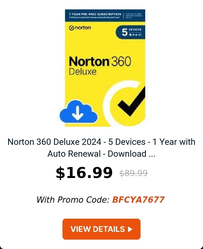 Norton 360 Deluxe 2024 - 5 Devices - 1 Year with Auto Renewal - Download ...