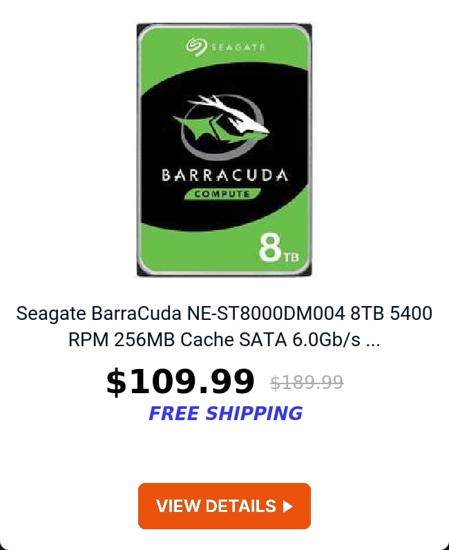 Seagate BarraCuda NE-ST8000DM004 8TB 5400 RPM 256MB Cache SATA 6.0Gb/s ...