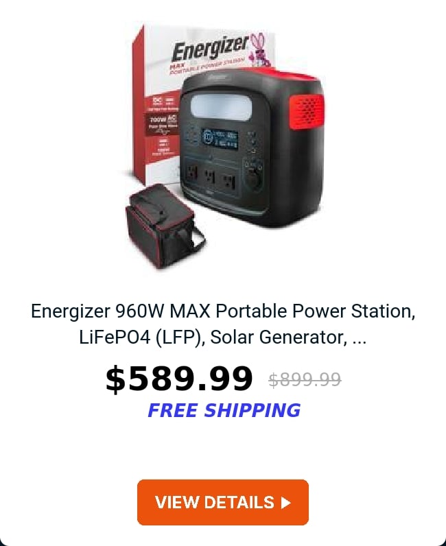 Energizer 960W MAX Portable Power Station, LiFePO4 (LFP), Solar Generator, ...