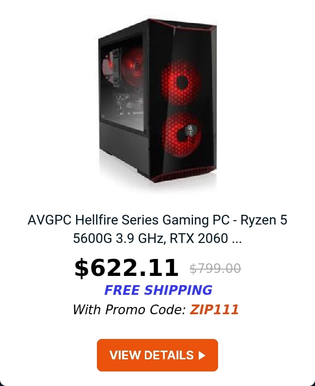 AVGPC Hellfire Series Gaming PC - Ryzen 5 5600G 3.9 GHz, RTX 2060 ...