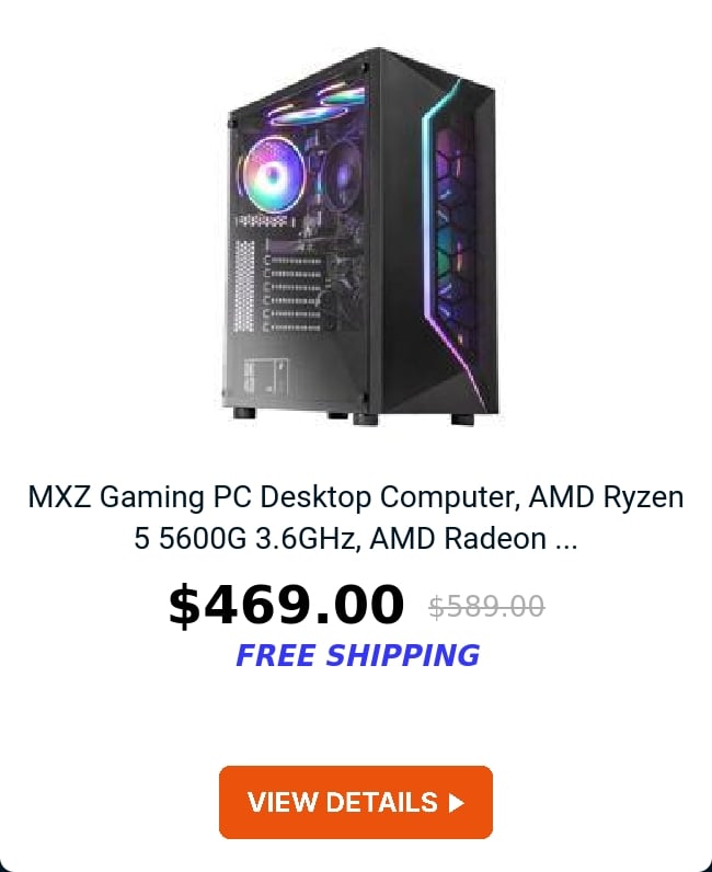 MXZ Gaming PC Desktop Computer, AMD Ryzen 5 5600G 3.6GHz, AMD Radeon ...