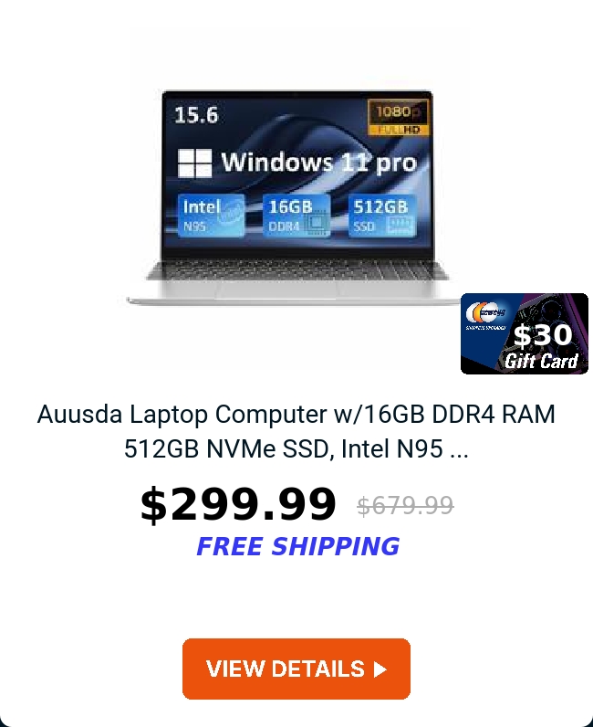 Auusda Laptop Computer w/16GB DDR4 RAM 512GB NVMe SSD, Intel N95 ...