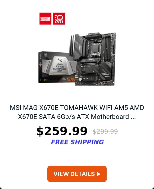 MSI MAG X670E TOMAHAWK WIFI AM5 AMD X670E SATA 6Gb/s ATX Motherboard ...