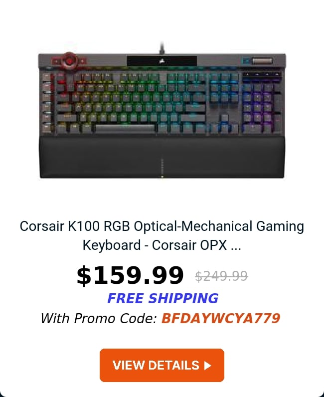 Corsair K100 RGB Optical-Mechanical Gaming Keyboard - Corsair OPX ...