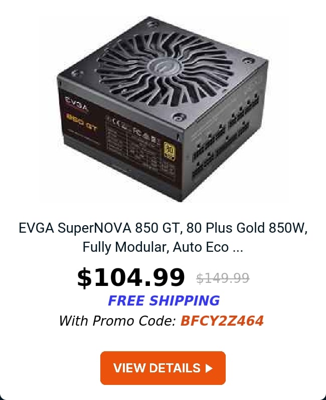 EVGA SuperNOVA 850 GT, 80 Plus Gold 850W, Fully Modular, Auto Eco ...