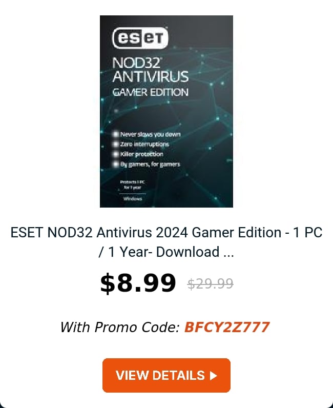 ESET NOD32 Antivirus 2024 Gamer Edition - 1 PC / 1 Year- Download ...