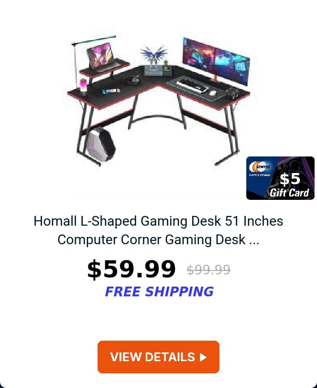 Homall L-Shaped Gaming Desk 51 Inches Computer Corner Gaming Desk ...