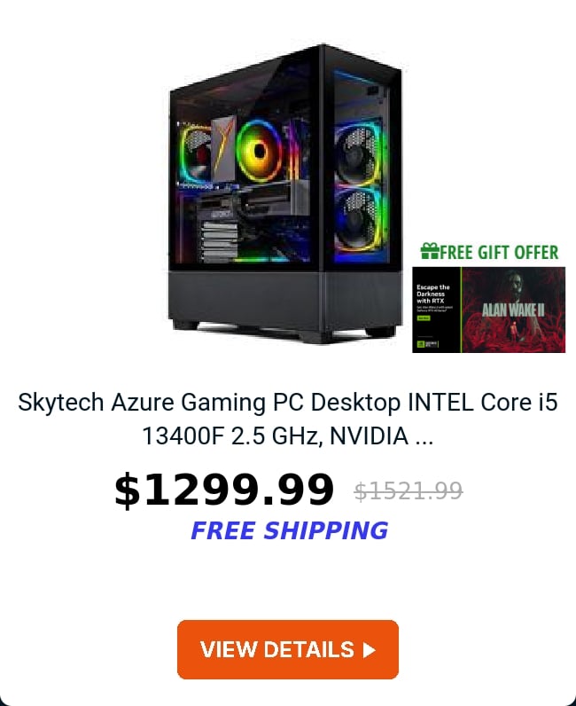 Skytech Azure Gaming PC Desktop INTEL Core i5 13400F 2.5 GHz, NVIDIA ...