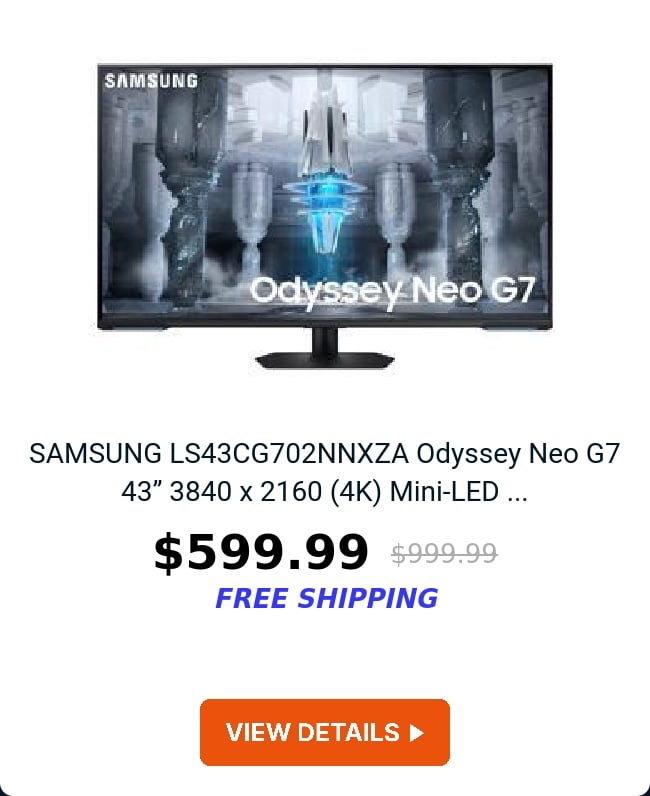 SAMSUNG LS43CG702NNXZA Odyssey Neo G7 43” 3840 x 2160 (4K) Mini-LED ...